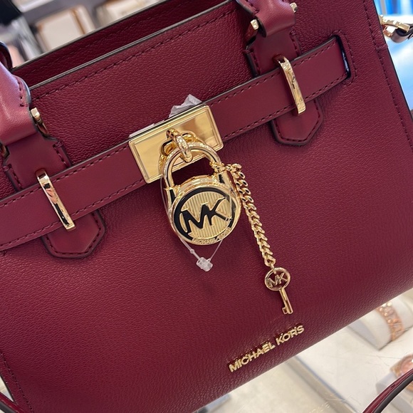 Michael Kors Hamilton Small Satchel Shoulder Crossbody Bag MULBERRY COLOR - Picture 13 of 16